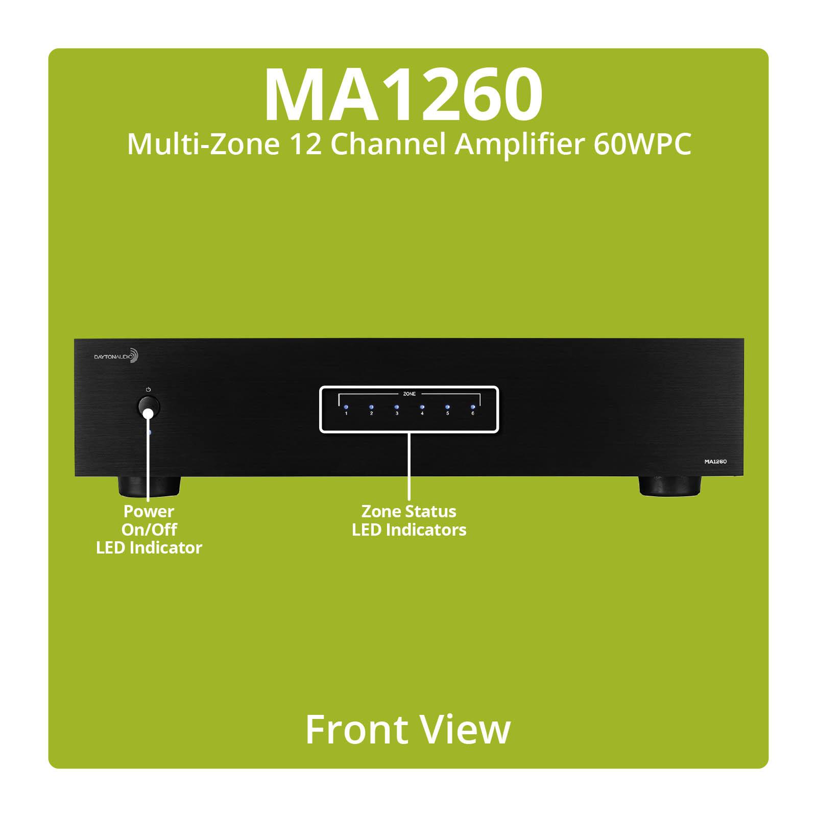 Dayton Audio MA1260 Multi-Zone 12 Channel Amplifier 60WPC